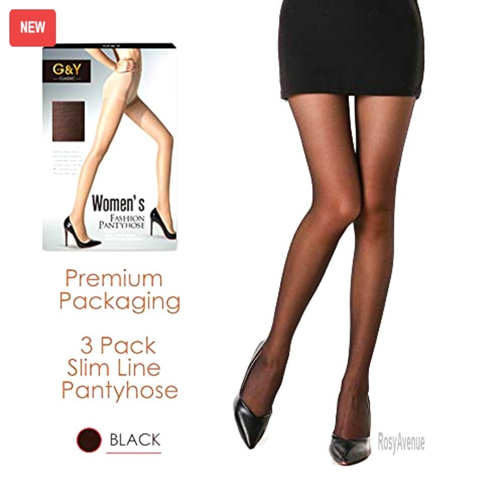 3-Pack Sheer Tights 20D Control Top Reinforced Toe Pantyhose Medium - Picture 4 of 7